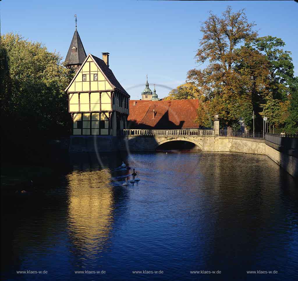 Steinfurt, Burgsteinfurt, Mnster, Muenster, Mnsterland, Muensterland, Blick auf Schloss, Wasserschloss Torhaus