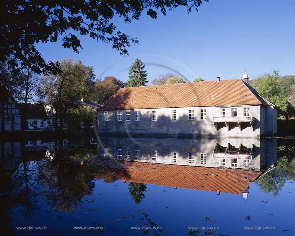 Tecklenburg, Kreis Steinfurt, Mnster, Muenster, Mnsterland, Muensterland, Blick auf Haus Marck, Wasserschloss