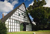 Lengerich, Wechte, Kreis Steinfurt, Münster, Muenster, Münsterland, Muensterland, Blick auf Sprengelmeier Hof, Fachwerkhof