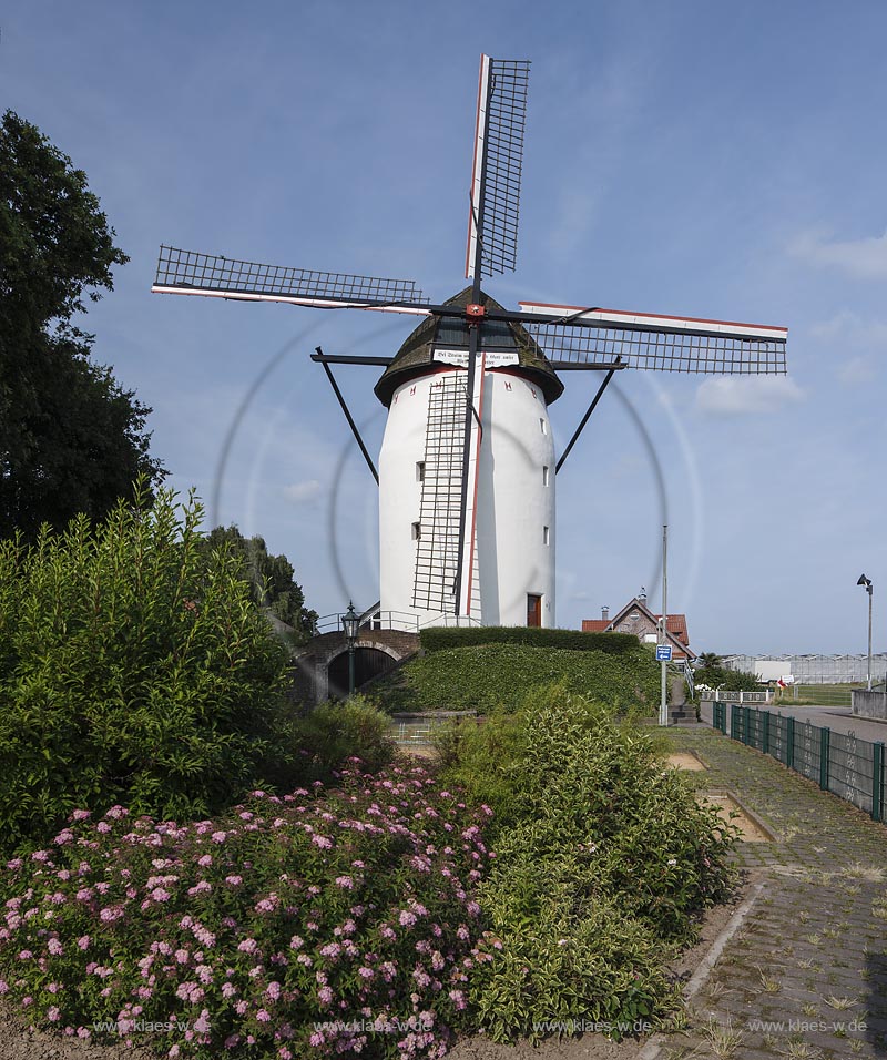 Geldern Walbeck, Blick auf die Steprather Muehle, sie stammt aus dem 16. Jahrhundert und ist die aelteste voll funktionierende Windmuehle Deutschlands;Geldern Walbeck, view to the mill Steprather Muehle.