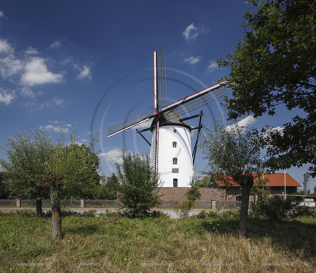 Kaarst-Buettgen, Braunsmuehle, vollstaendig restaurierte Windmuehle hollaendischer Bauart; Kaarst-Buettgen, completely restored windmill in durch building technique.