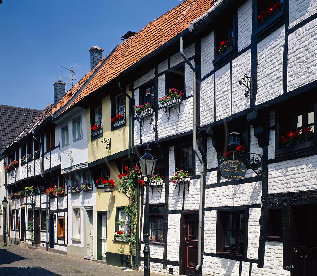 Kempen, Kreis Viersen, Niederrhein, Regierungsbezirk Dsseldorf, Blick auf Fachwerkfassaden, Fachwerkhaeuser, Fachwerkhuser in Alte Schulstrasse