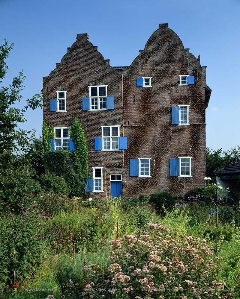 Kevelaer, Kreis Kleve, Niederrhein, Regierungsbezirk Dsseldorf, Blick auf  Haus Te Gesselen mit Garten  