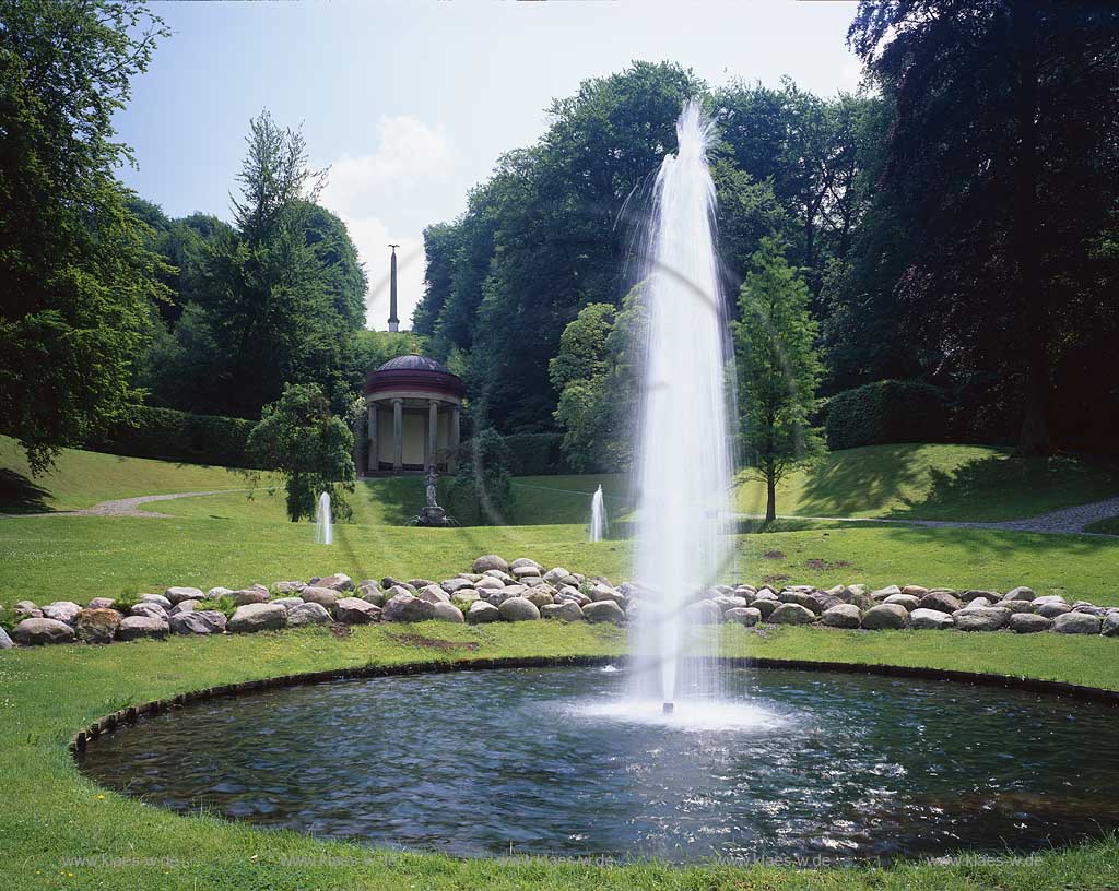 Kleve, Kreis Kleve, Niederrhein, Regierungsbezirk Dsseldorf, Blick auf  Tiegarten, Park mit Cerestempel und Springbrunnen