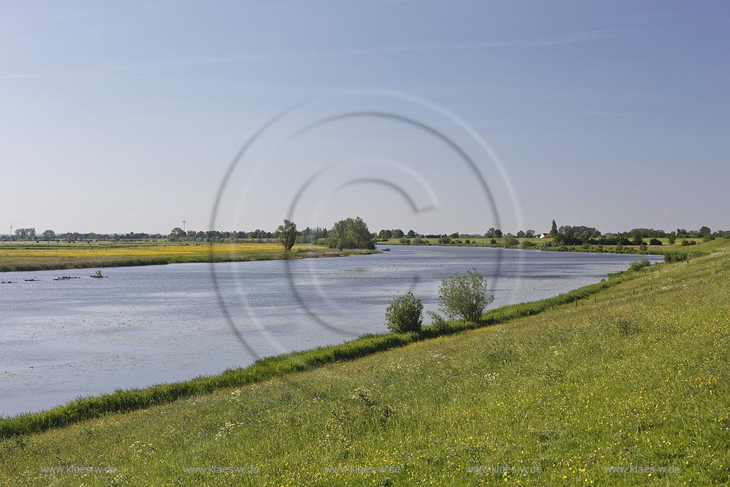 Rees-Bienen, Blick auf den Altrhein; Rees-Bienen, view to the river Altrhein.