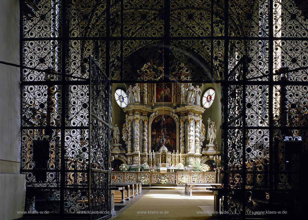 Marienmnster, Marienmuenster, Kreis Hxter, Kreis Hoexter, Regierungsbezirk Detmold, Ostwestfalen, Blick in Kirche, Abtei Marienmnster, Marienmuenster mit Sicht auf Chorgitter