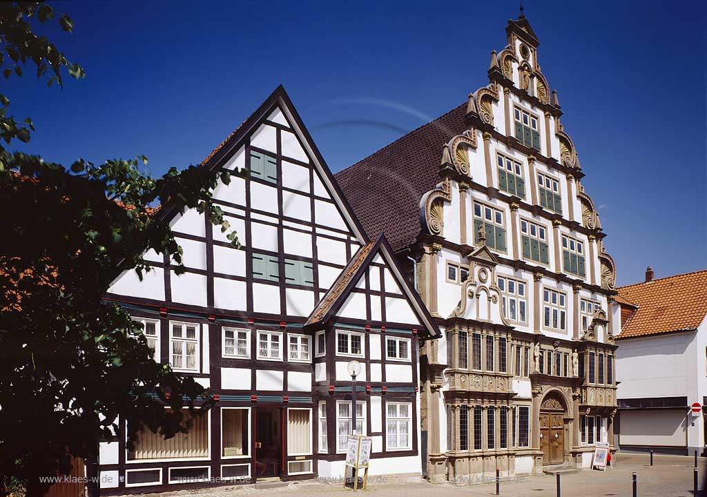 Lemgo, Kreis Lippe, Regierungsbezirk Detmold, Ostwestfalen, Blick auf Hexenbrgermeisterhaus, Hexenbuergermeisterhaus 