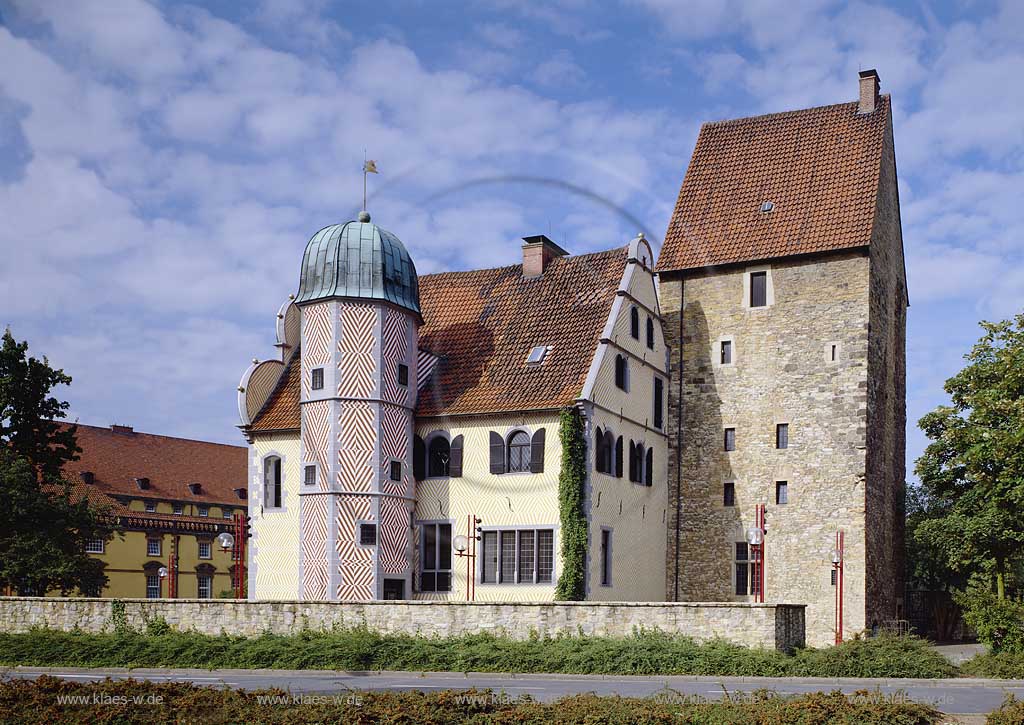 Osnabrck, Osnabrueck, Niedersachsen, Blick auf den Ledenhof, seit 2002 Sitz der Deutschen Stiftung Friedensforschung, Steinwerk, Palas, Treppenturm 