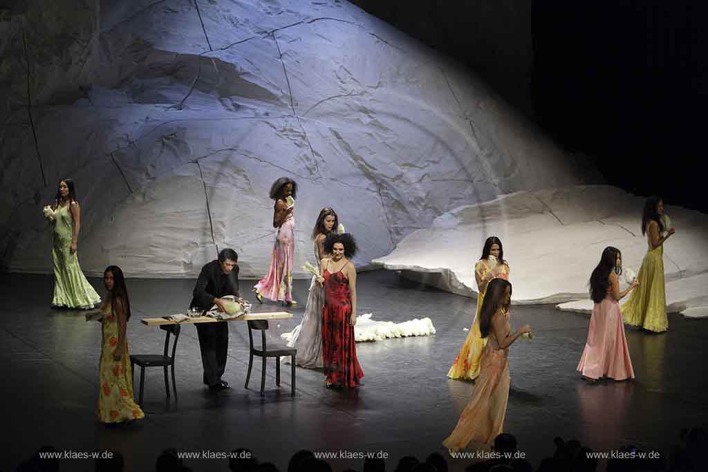 Blick auf Buehne, Bhne des Stadttheater in Wuppertal Elberfeld bei der Generalprobe des Stck, Stueck Rough Cut von Pina Bausch, Tanztheater Pina Bausch