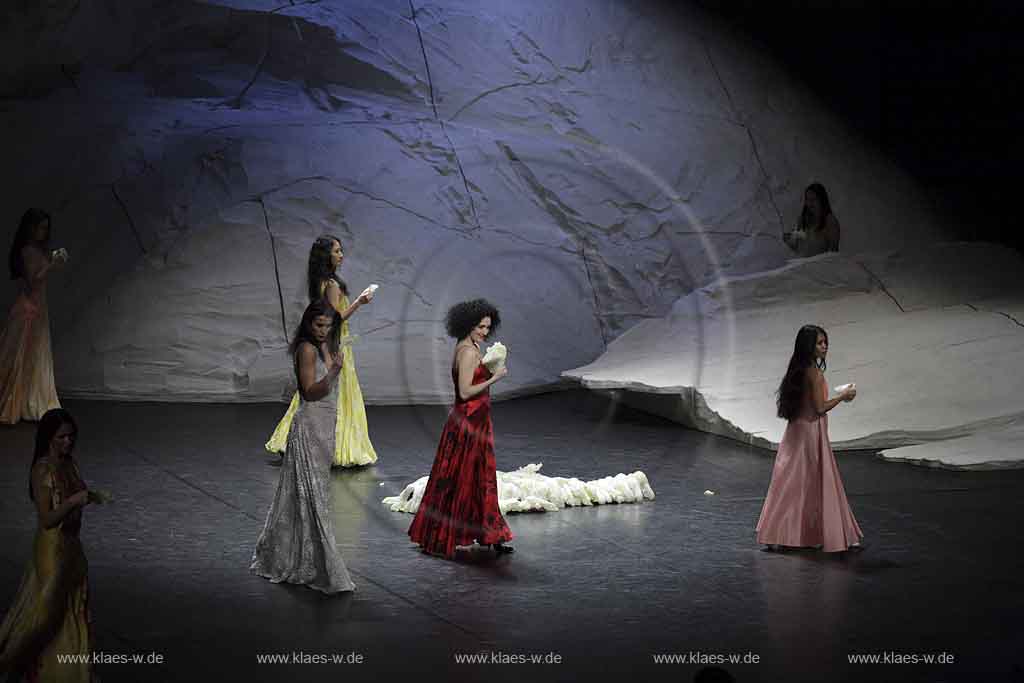 Blick auf Buehne, Bhne des Stadttheater in Wuppertal Elberfeld bei der Generalprobe des Stck, Stueck Rough Cut von Pina Bausch, Tanztheater Pina Bausch