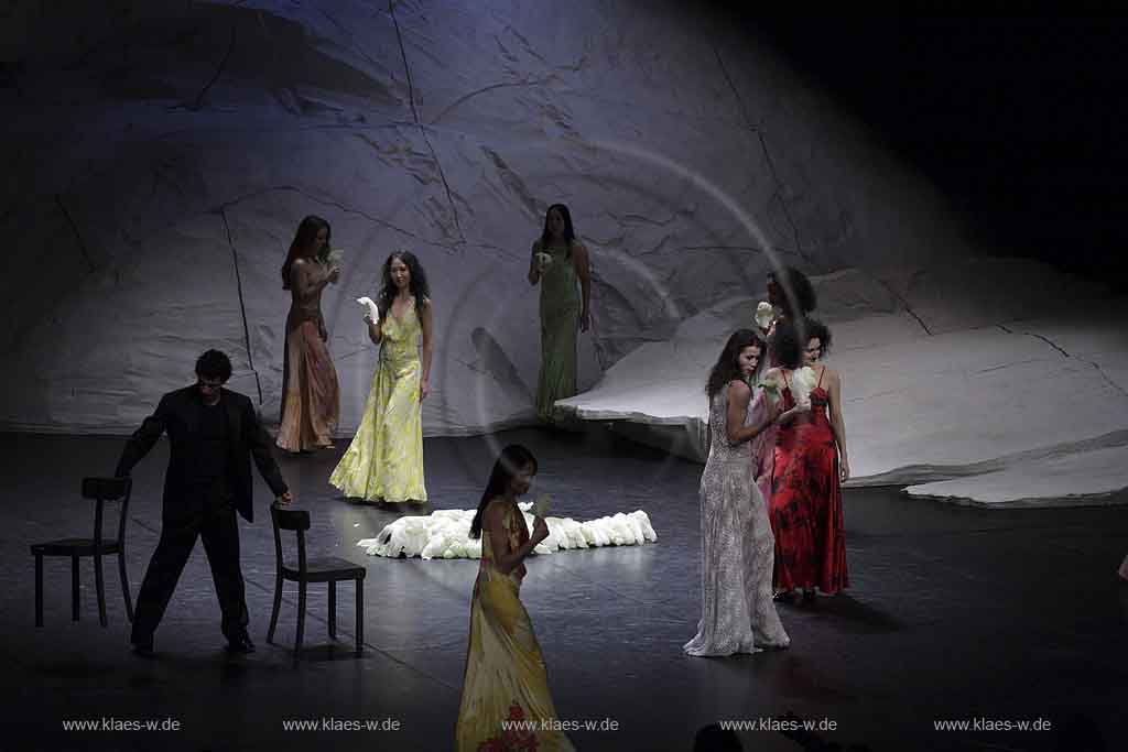 Blick auf Buehne, Bhne des Stadttheater in Wuppertal Elberfeld bei der Generalprobe des Stck, Stueck Rough Cut von Pina Bausch, Tanztheater Pina Bausch