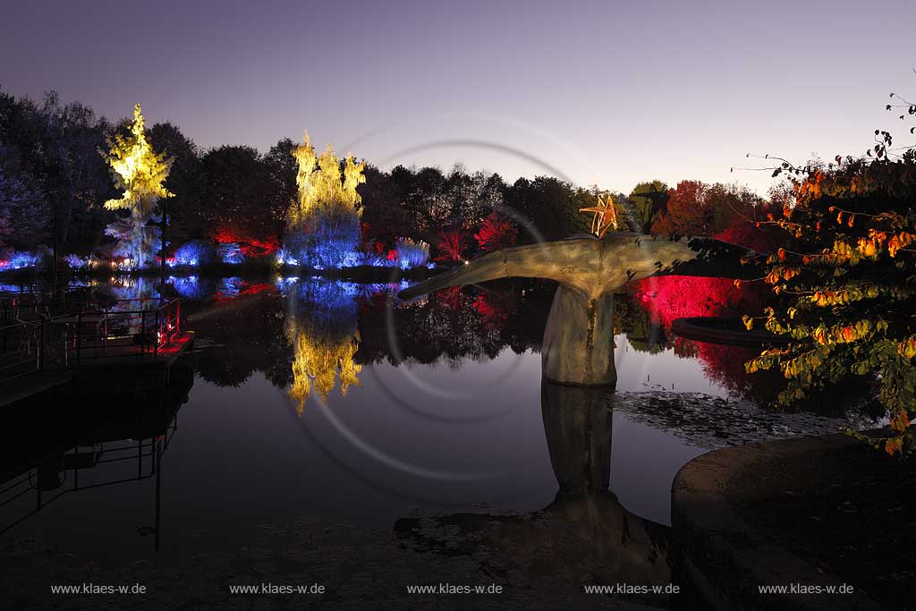 Hamm Maximilianpark waehrend Herbstleuchten Illumination; The Maximilianpark Hamm during illuminatin time in autumn.