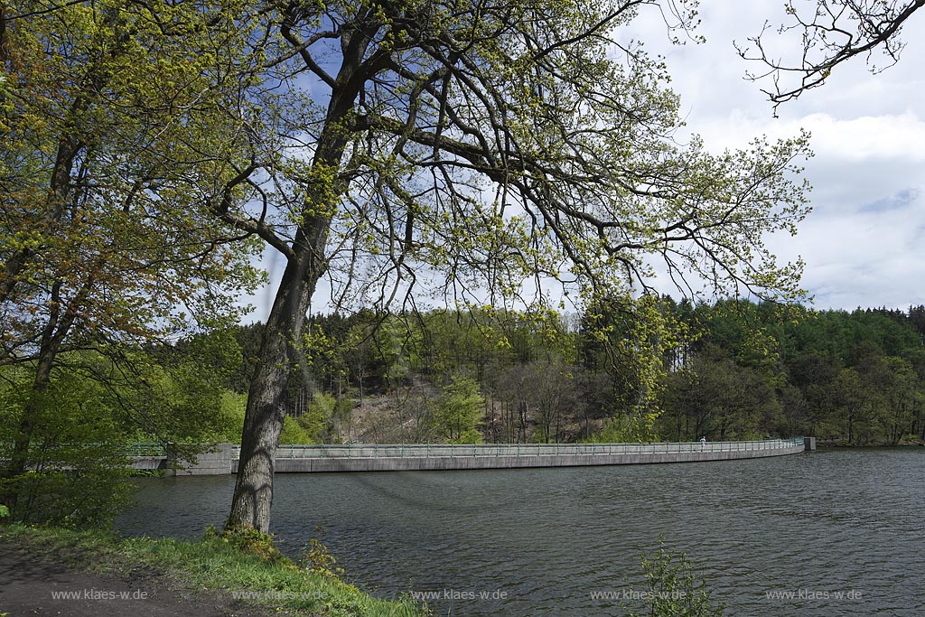 Ennepetal, Blick auf die Heilenbecker Talsperre, die heute fast ausschliesslich der Trinkwasserversorgung dient; Ennepetal, view to the barrier lake Heilenbecker Talsperre.