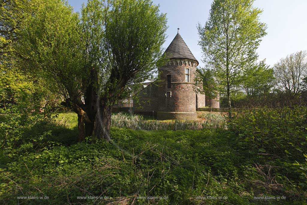 Oberhausen Osterholz, Burg Vondern Vorburg mit Kopfweiden, Outer bailey of castle Vondern pollarded willow trees