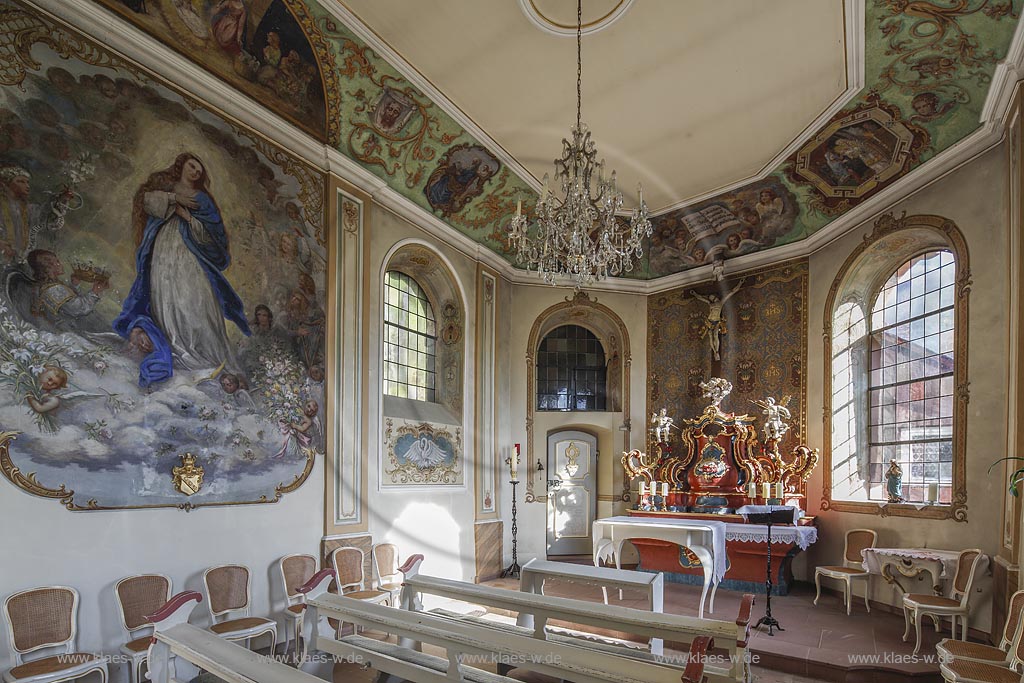 Wadern Schloss Dagstuhl Schlosskapelle  Bekannt wurde die Kapelle als sie im 19. Jahrhundert mit einem Altargemlde ausgeschmueckt wurde; Wadern castle Dagstuhl Chapel