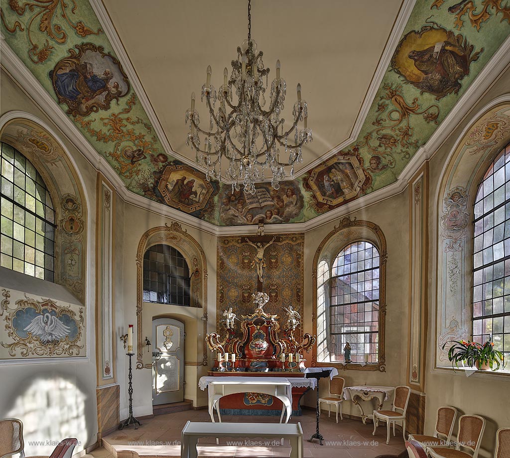 Wadern Schloss Dagstuhl Schlosskapelle  Bekannt wurde die Kapelle als sie im 19. Jahrhundert mit einem Altargemlde ausgeschmueckt wurde; Wadern castle Dagstuhl Chapel