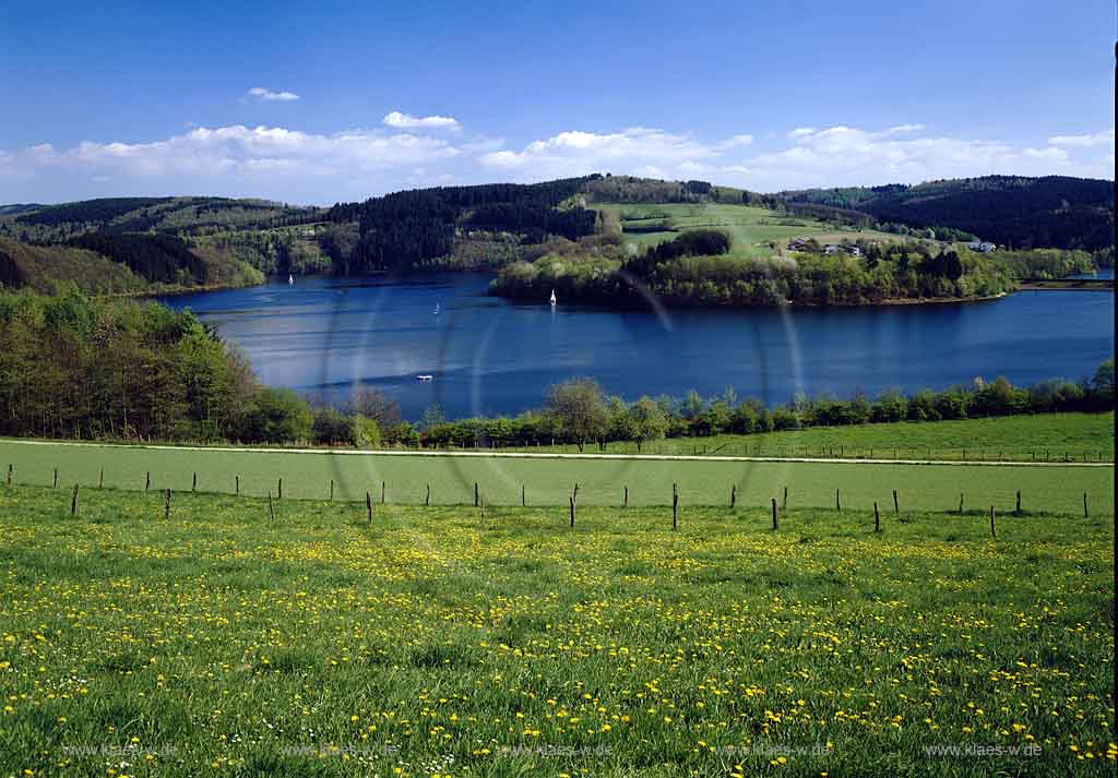 Biggesee, Olpe, Blick auf Biggesee mit Lanschaft, Sauerland