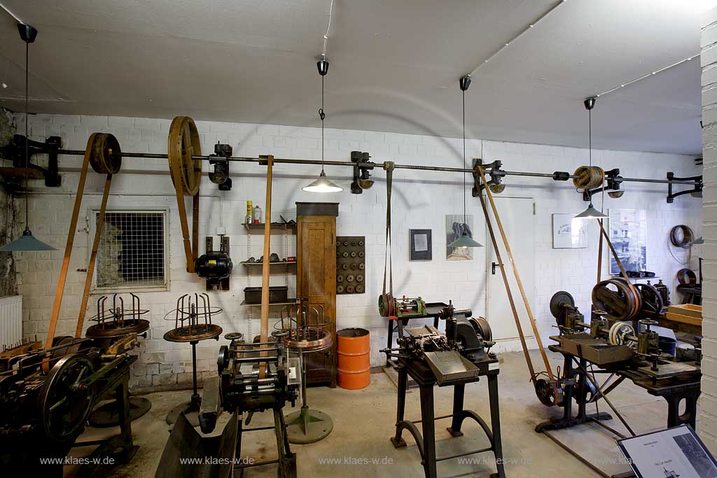 Iserlohn, Maerkischer Kreis, Mrkischer Kreis, Iserlohnerheide, Historische Fabrikanlage, Maste Barendorf, Nadelmuseum, Blick auf Historische Maschinen, Sauerland