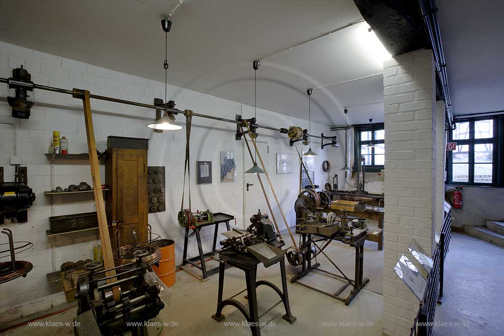 Iserlohn, Maerkischer Kreis, Mrkischer Kreis, Iserlohnerheide, Historische Fabrikanlage, Maste Barendorf, Nadelmuseum, Blick auf Historische Maschinen, Sauerland