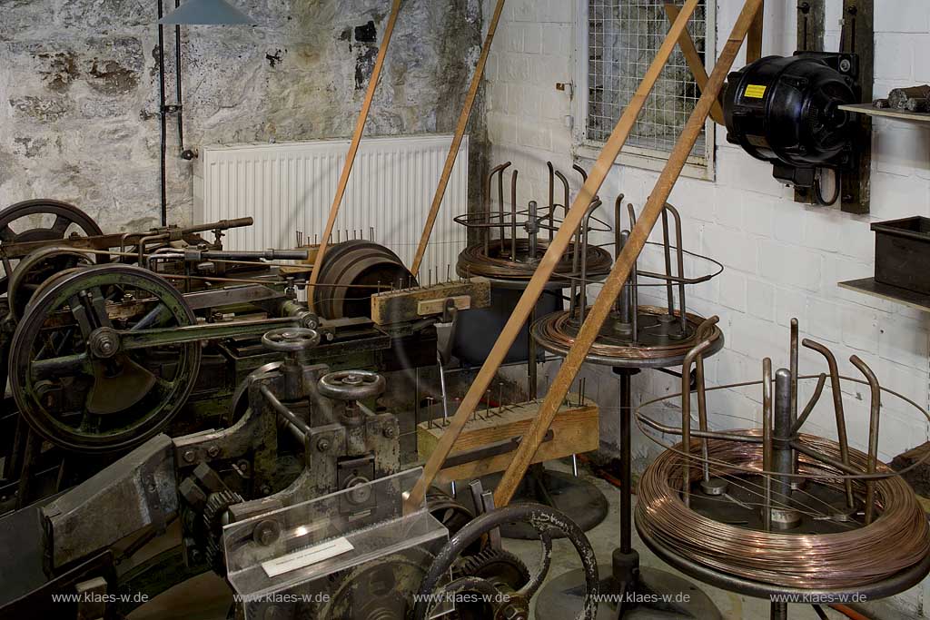 Iserlohn, Maerkischer Kreis, Mrkischer Kreis, Iserlohnerheide, Historische Fabrikanlage, Maste Barendorf, Nadelmuseum, Blick auf Historische Maschinen, Sauerland