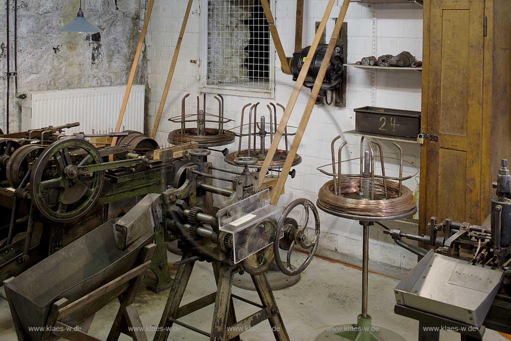 Iserlohn, Maerkischer Kreis, Mrkischer Kreis, Iserlohnerheide, Historische Fabrikanlage, Maste Barendorf, Nadelmuseum, Blick auf Historische Maschinen, Sauerland