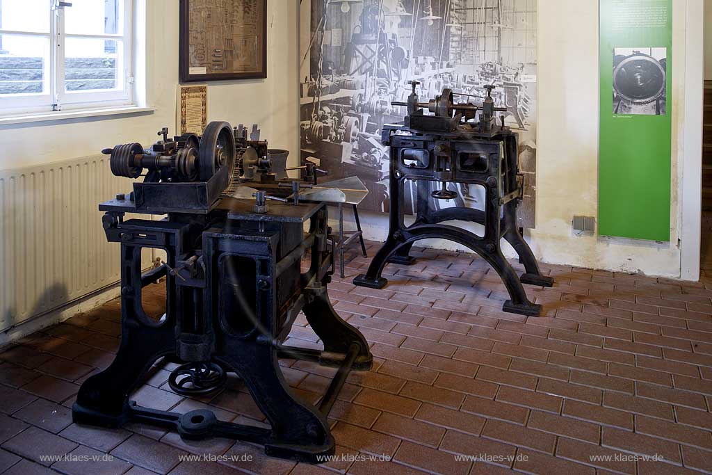 Iserlohn, Maerkischer Kreis, Mrkischer Kreis, Iserlohnerheide, Historische Fabrikanlage, Maste Barendorf, Nadelmuseum, Blick auf Historische Maschinen, Sauerland