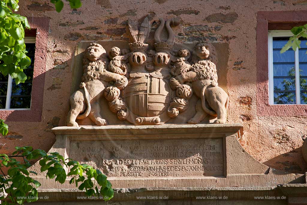 Kirchhundem, Oberhundem, Kreis Olpe, Blick auf Schloss Adolfsburg, Detailaufnahme, Sauerland