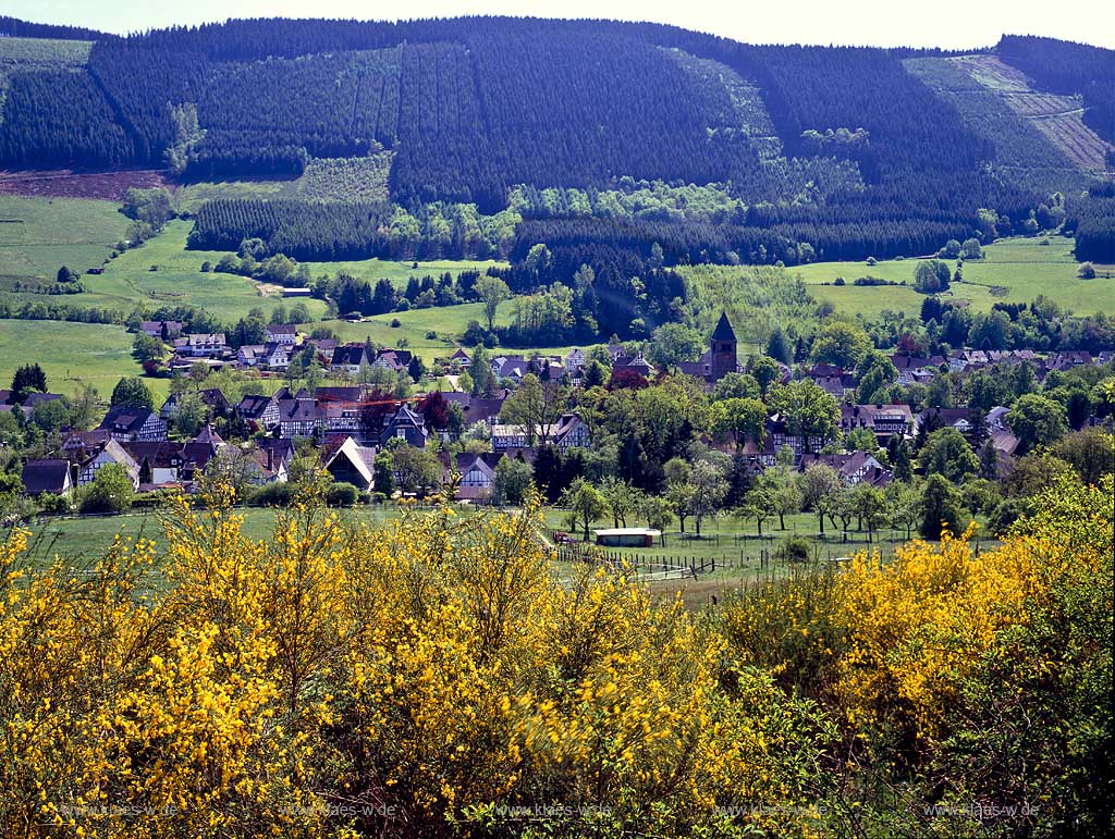 Lennestadt, Saalhausen, Kreis Olpe, Blick auf Ort, Sauerland