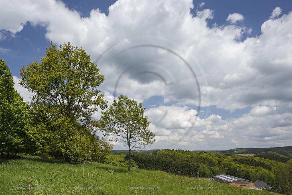 Luedenscheid, Blick von der Homert im Ebbegebirge in die Landschaft; Luedenscheid, view from the Homert in the mountains Ebbegebirge to the landscape.