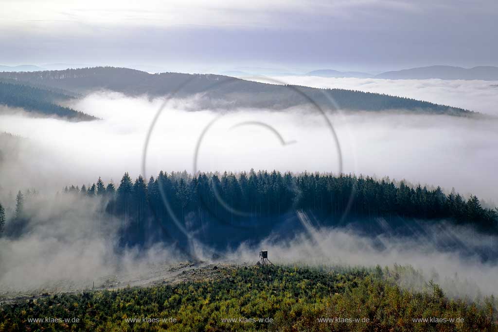 Meschede, Freienohl, Hochsauerlandkreis, Blick auf Herbstnebel ber, ueber Ruhrtal, Sauerland