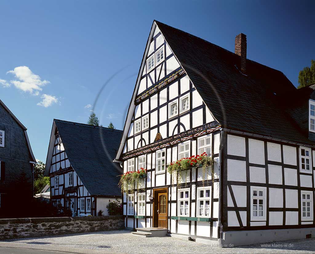 Olsberg, Bigge, Hochsauerlandkreis, Blick auf Fachwerkhuser, Fachwerkhaeuser, Sauerland