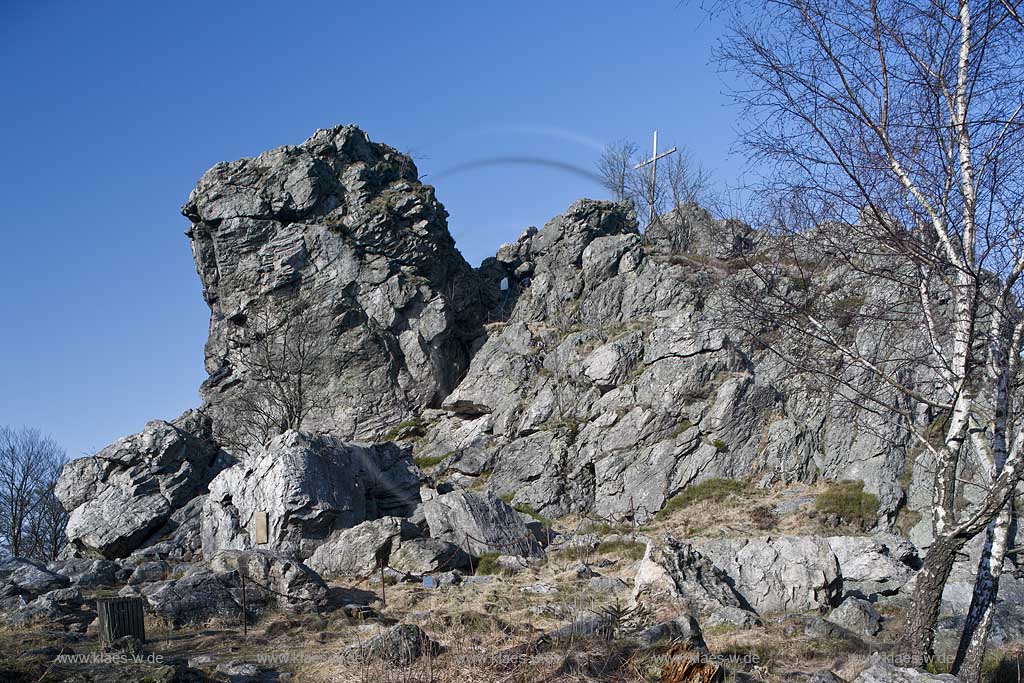 Olsberg, Bruchhausen, Sauerland, Bruchhauser Steine, der Felstein am Rothaatsteig, Fernwanderweg