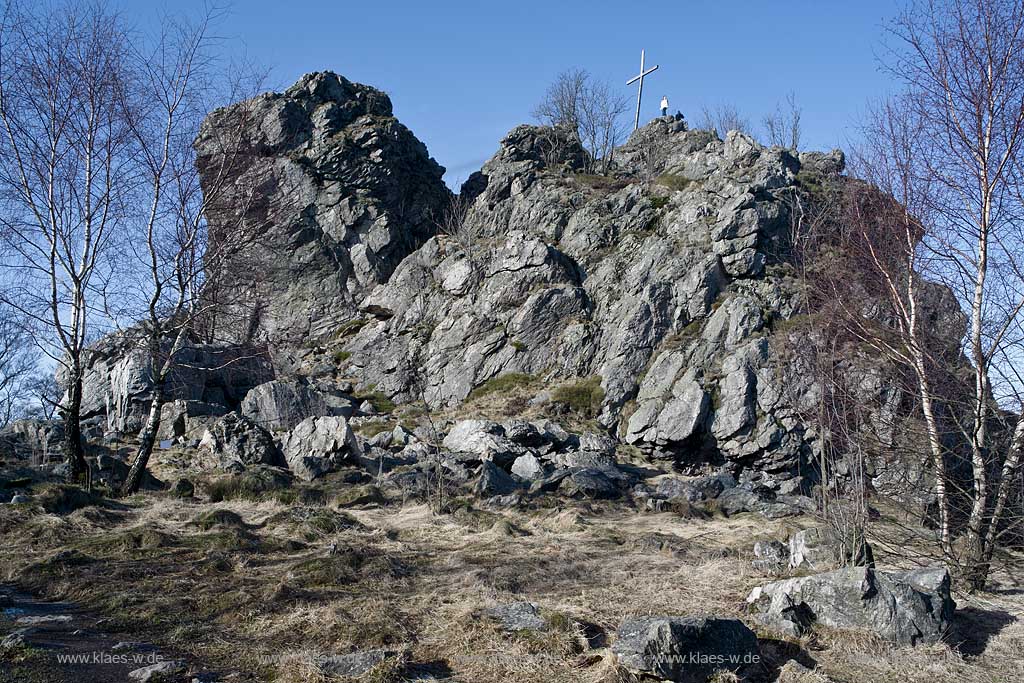 Olsberg, Bruchhausen, Sauerland, Bruchhauser Steine, der Felstein am Rothaatsteig, Fernwanderweg