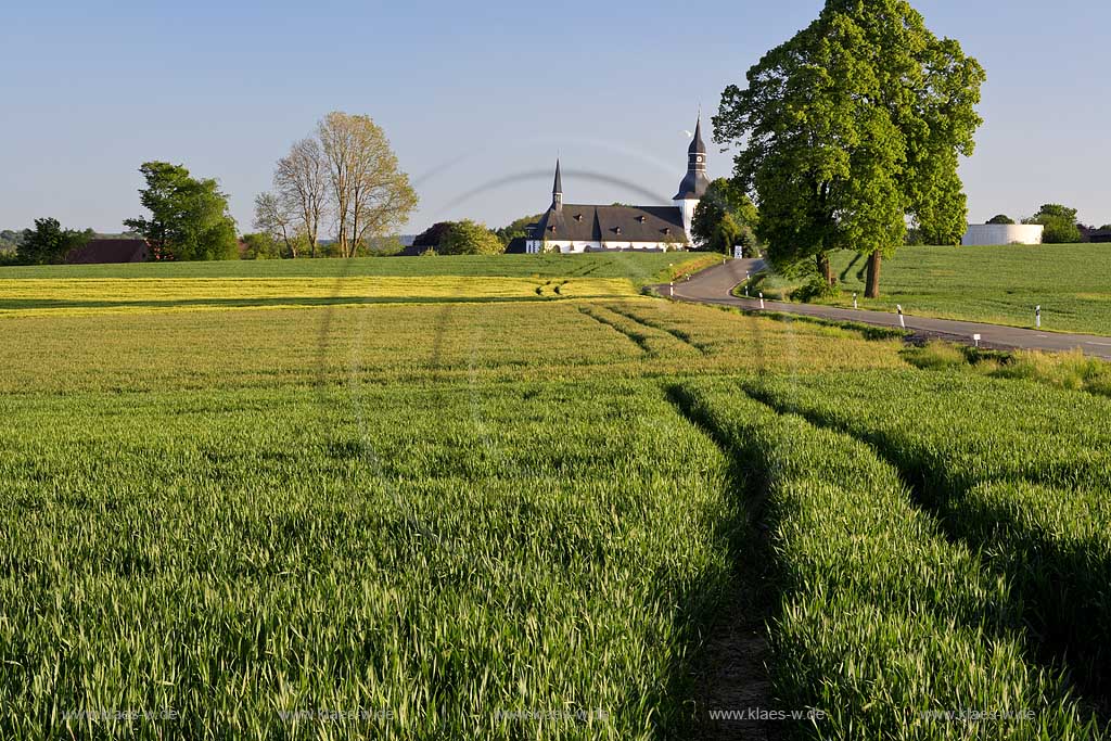 Ruethen, Rthen, Altenruethen, Altenrthen, Kreis Soest, Blick auf Landschaft mit Pfarrkirche St. Gervasius und Protasius, Sauerland