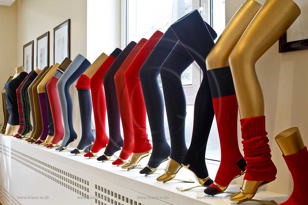 Schmallenberg Schauraum der Falke Strumpffabrik Damenstrumpf Struempfen; Showroom of Falke hosiery mill with ladies famale socks