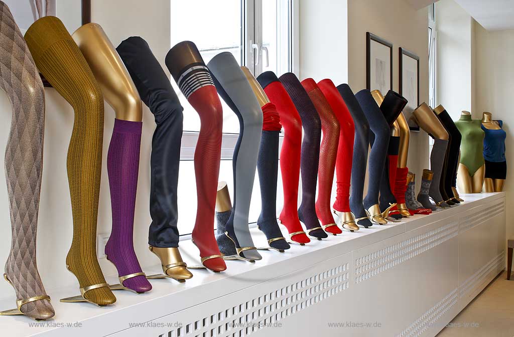 Schmallenberg Schauraum der Falke Strumpffabrik Damenstrumpf Struempfen; Showroom of Falke hosiery mill with ladies famale socks