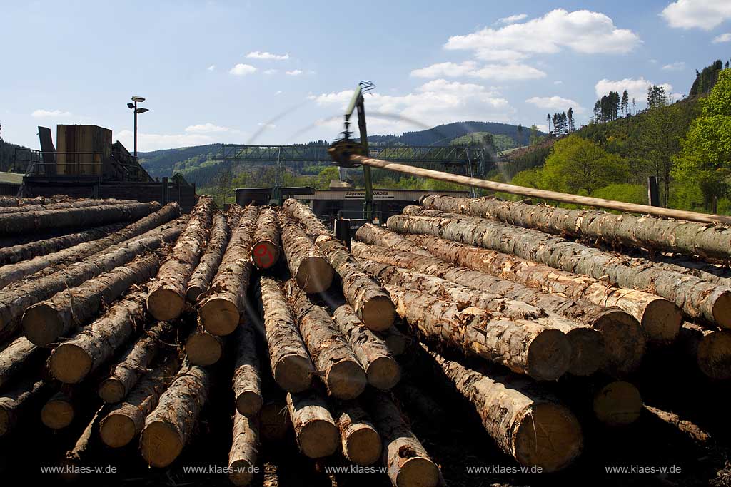 Schmallenberg, Fleckenberg, Hochsauerlandkreis, Blick auf Sgewerk, Saegewerk Cordes, Sauerland