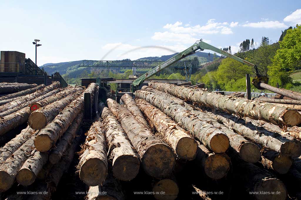 Schmallenberg, Fleckenberg, Hochsauerlandkreis, Blick auf Sgewerk, Saegewerk Cordes, Sauerland