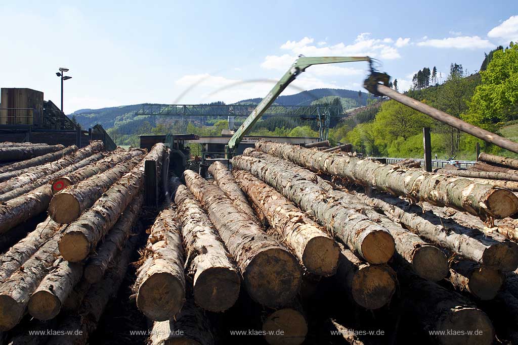 Schmallenberg, Fleckenberg, Hochsauerlandkreis, Blick auf Sgewerk, Saegewerk Cordes, Sauerland