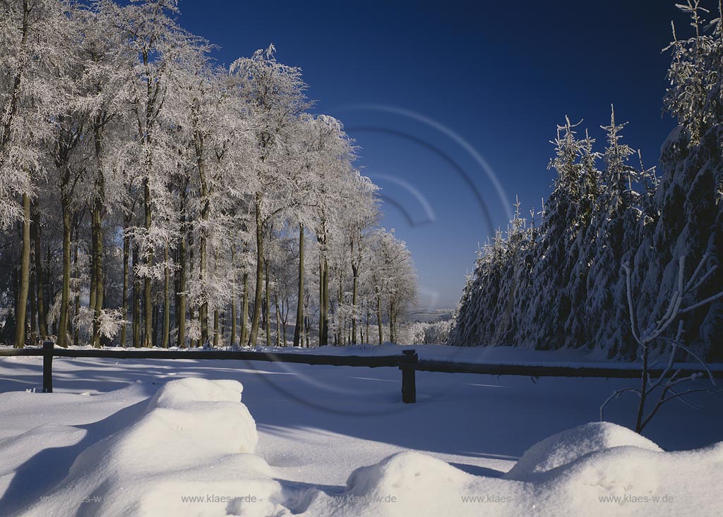 Heiligenborn, Eisenstrasse, Kreis Siegen-Wittgenstein, Siegerland, Blick auf Winterlandschaft