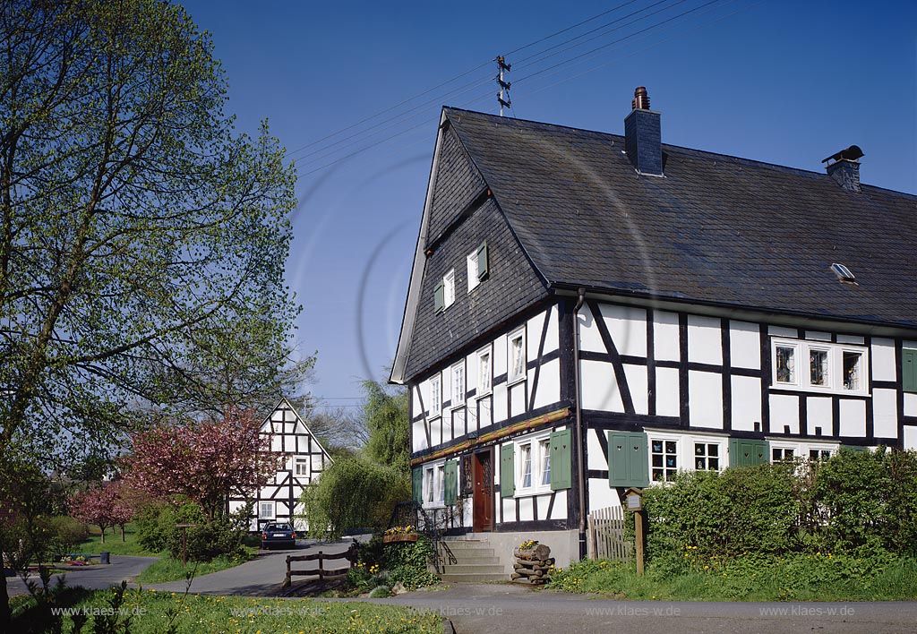 Oberholzklau, Freudenburg, Kreis Siegen-Wittgenstein, Siegerland, Blick auf Pfarrhaus im Sommer