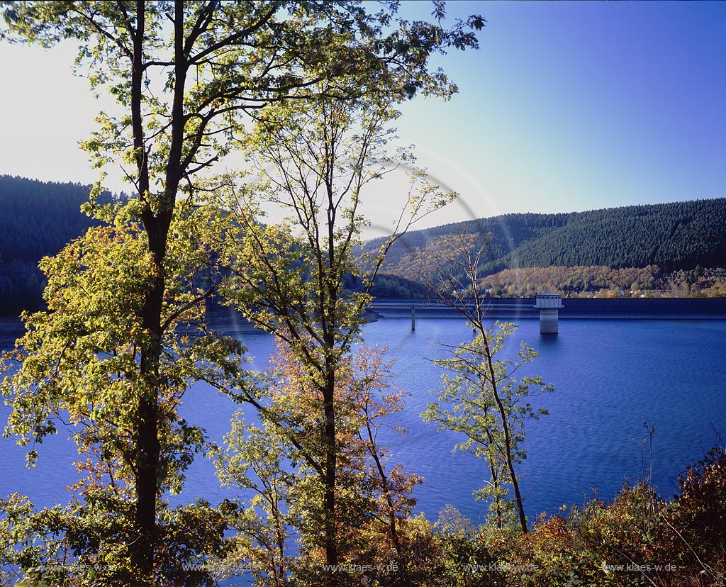 Brauersdorf, Obernau Talsperre, Obernautalsperre, Kreis Siegen-Wittgenstein, Siegerland, Blick auf Obernautalsperre