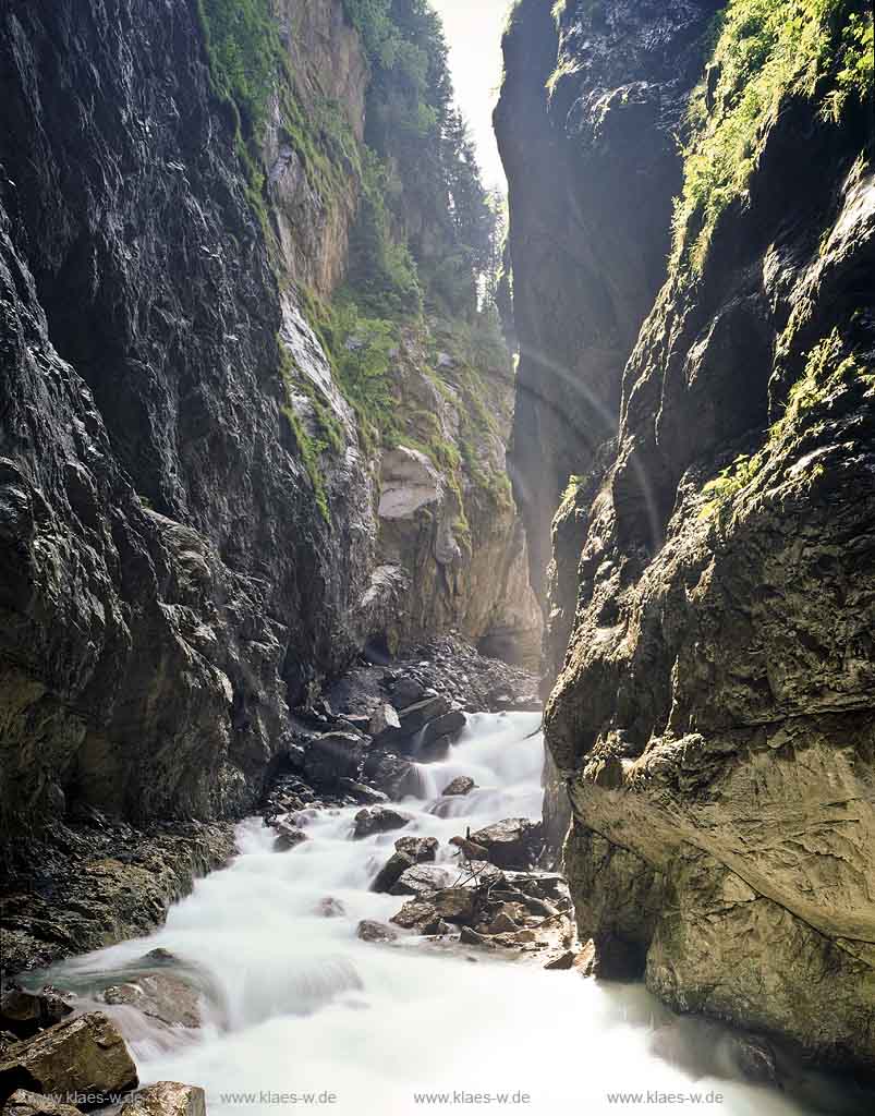 Garmisch-Partenkirchen, Oberbayern, Werdenfelser Land, Klamm, Reintal, Naturdenkmal, Blick auf Schlucht, Partnachklamm