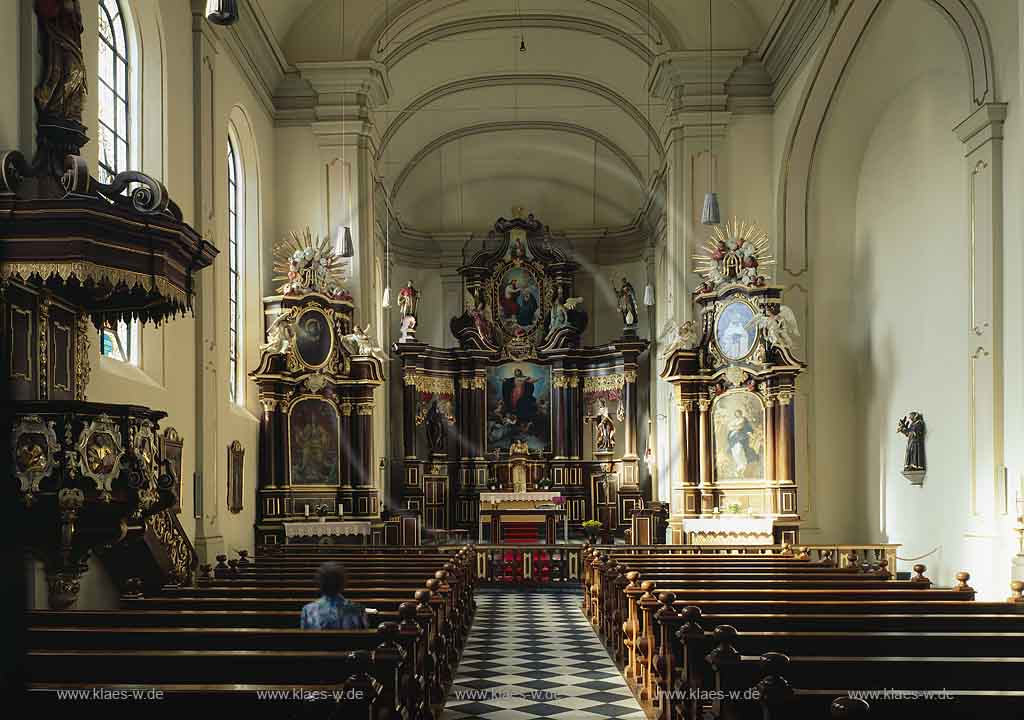 Hachenburg, Westerwaldkreis, Westerwald, Blick in ehemalige Franziskaner Kirche